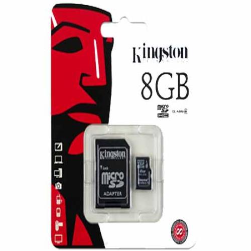 KINGSTON MicroSD 8GB Class4 Memory Card with Adapter ذاكرة كنقسشن 8جيجا للتحميل جميع البيانات مناسبة للكاميرات والجوال 